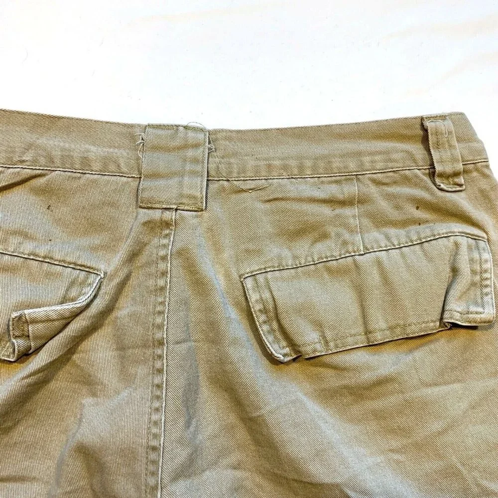 Vintage Lee Dungarees Cargo Shorts Mens 32x11 Longer‎ Length Heavyweight Khaki